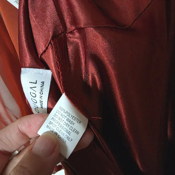 Mac Duggal 67948 Copper Criss Cross Waist Bishop Sleeve Dress Sz. 2 - Picture 12 of 12